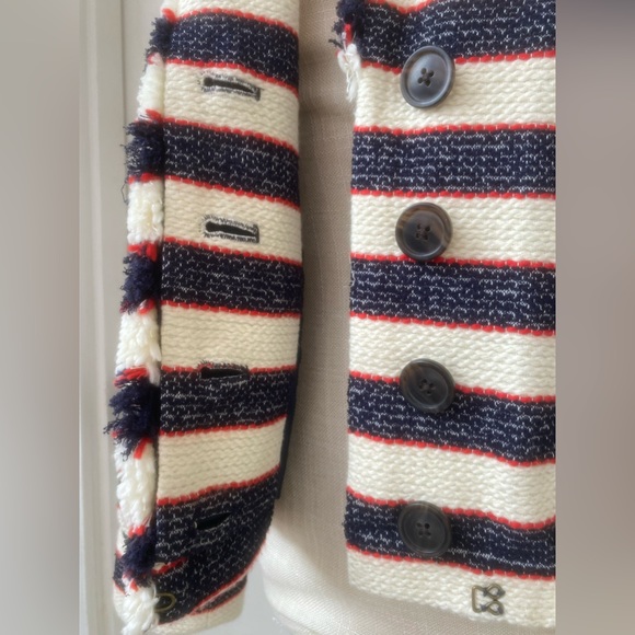j. crew woven nautical striped double breast jacket cropped blazer sz. 10 - Picture 4 of 15